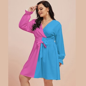 Gender Reveal Kleid - Babypartykleid - Halb und Halbkleid Split - Gender Reveal Outfit - Gender Reveal Idee -Express Versand