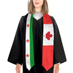 Canada Syria Flag Graduation Stole 2026, Dual Flag Sash, Custom Grad Stole, Canada Syrian Pride Scarf, Class of 2026 Gift