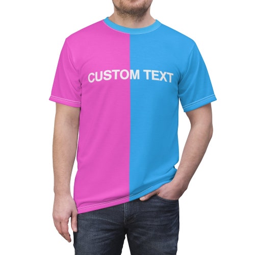 Pink And Blue Half And Half Tee Shirt Split Tee Two Toned Etsy New Zealand