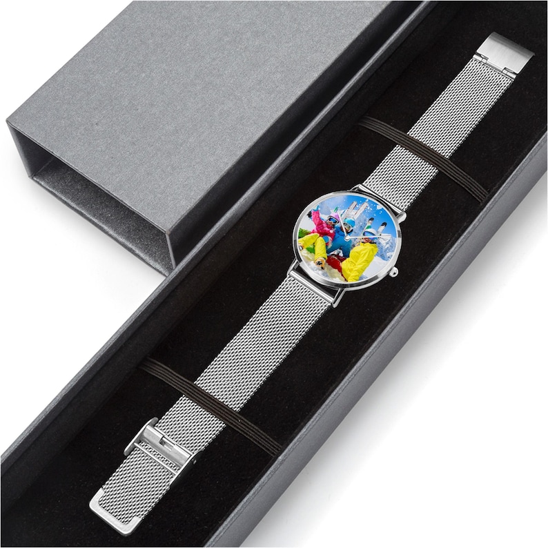 Personalized Ultra Thin Stainless Steel Watch, Custom Photo Timepiece image 8