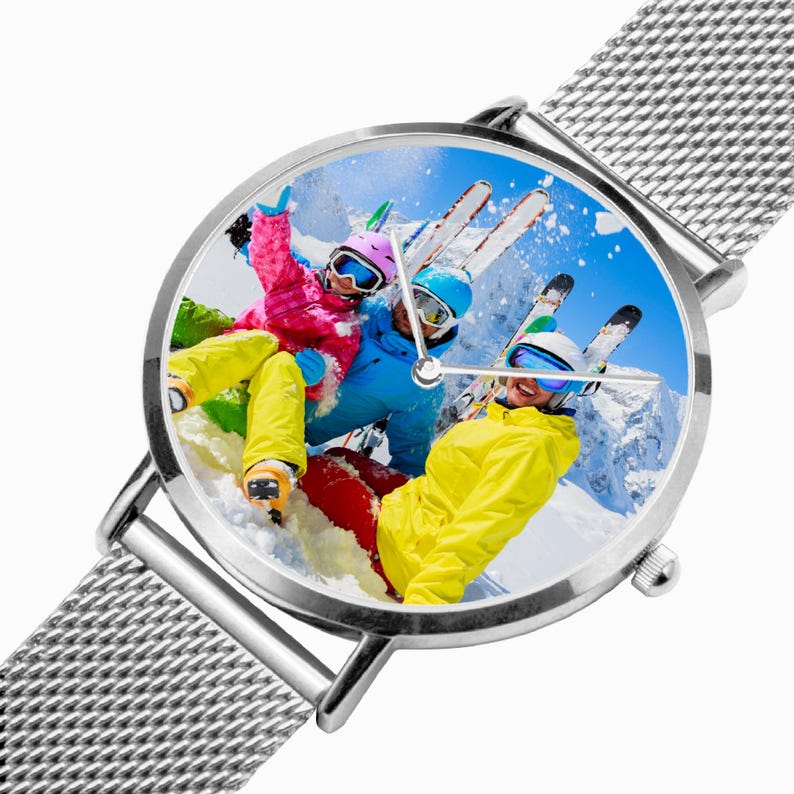 Personalized Ultra Thin Stainless Steel Watch, Custom Photo Timepiece image 2
