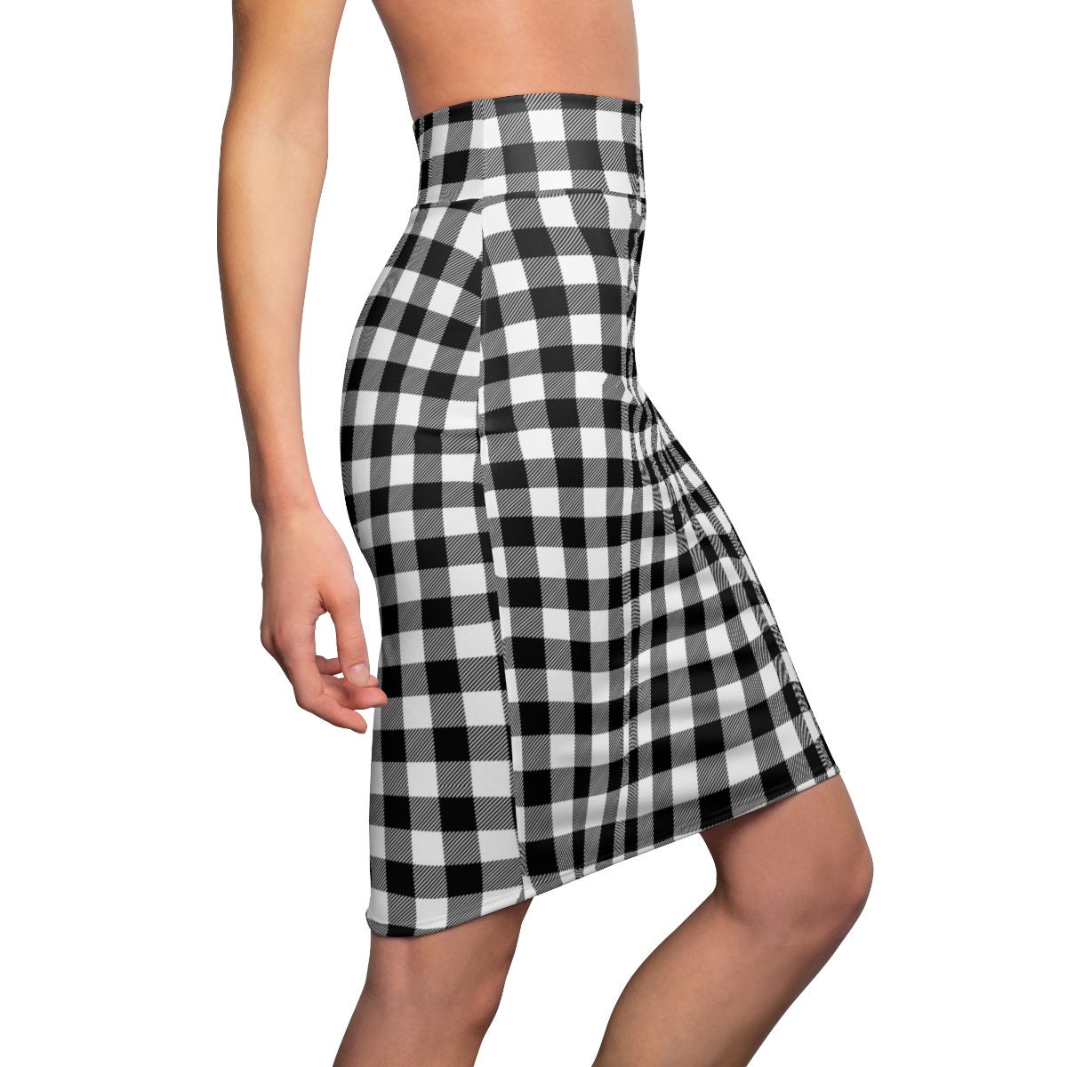 Black and White Plaid Skirt Black White Plaid Women s Pencil Skirt Women s Pencil Skirt Etsy UK
