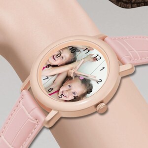 Personalized Women’s Leather Watch with Photo | Custom Picture Wrist Watch Gift for Mom, Wife or Grandma image 4