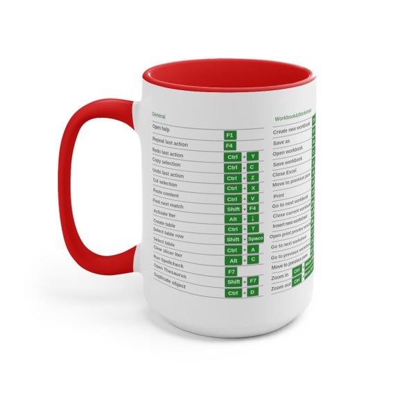 Excel Shortcut Black Mug, Excel Shortcuts Mug, Accountant Office Coffee Mug,  CPA, Tax Prep, Coworker Gift 