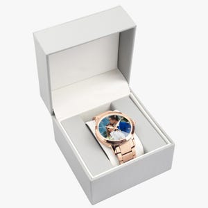 Personalized Photo Automatic Watch, Custom Steel Strap Timepiece with Indicators, Wedding and Anniversary Gift image 4