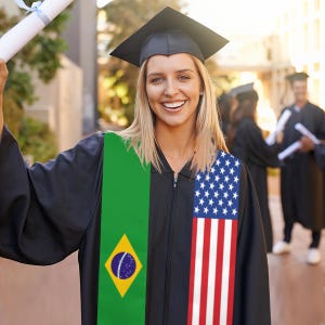 Custom Two Country Flag Graduation Stole, Mixed Flag Graduation Scarf, Personalized Class of 2025 Sash, Custom Graduation Gift for Student
