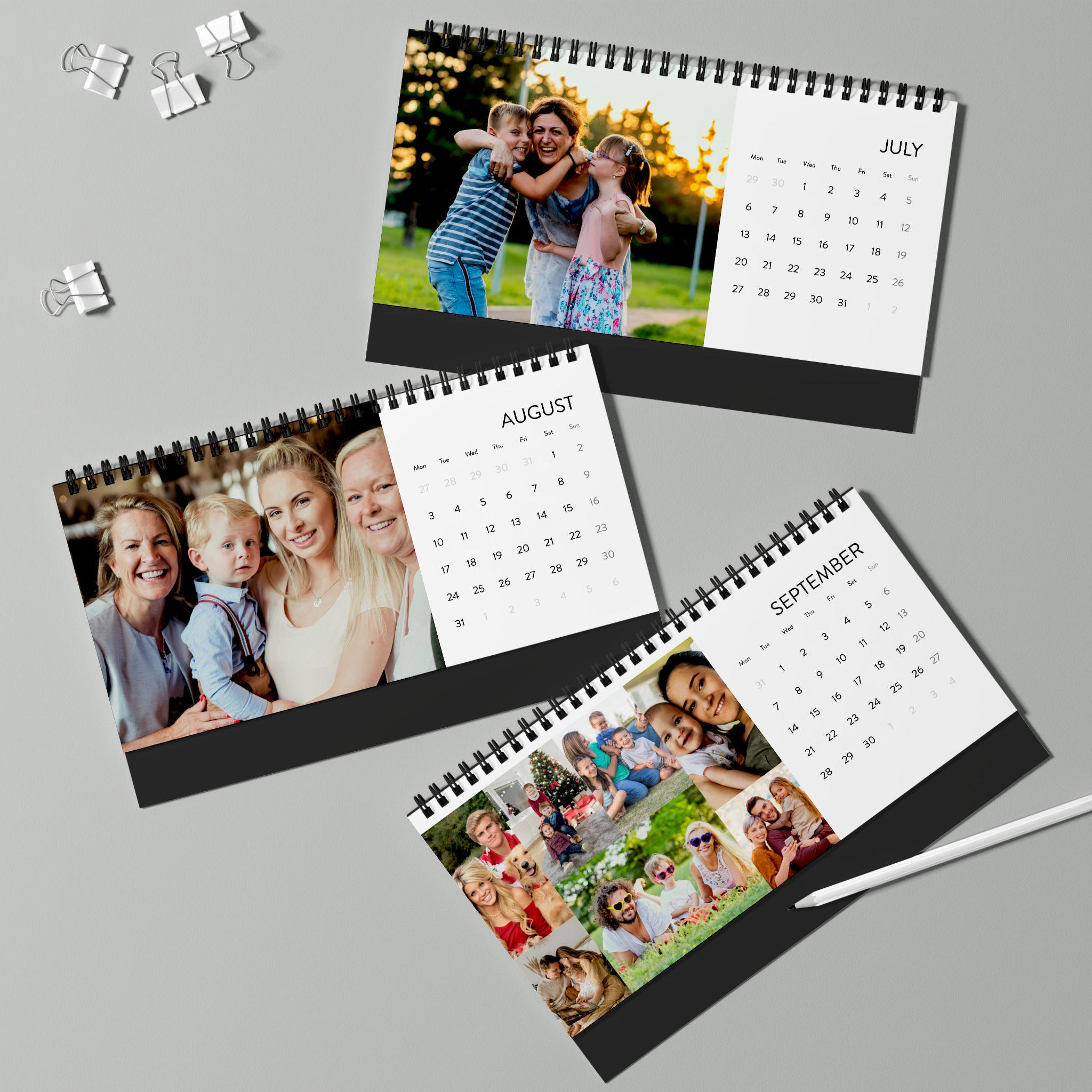 Personalized Photo Collage Desk Calendar 2026 | Custom Simplex Grid ...