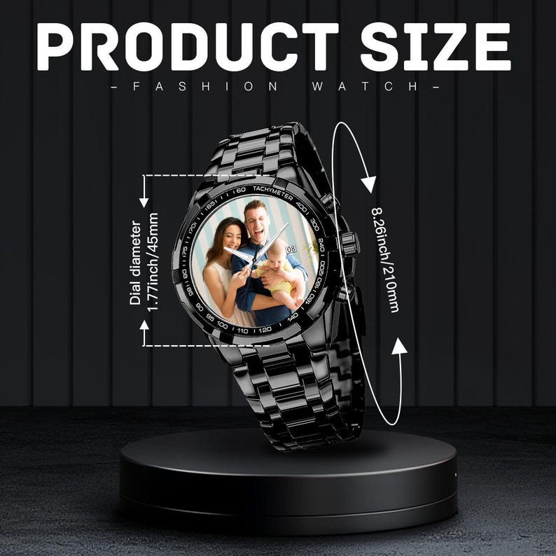 Personalized Photo Watch, Custom Photo Watch, Gifts for Him, Gifts , Mens Watch, Personalized Father's Day Gift, Silver Metal Watch image 7