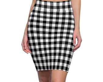 Black and white plaid skirt | Black & White Plaid Women's Pencil Skirt Women's Pencil Skirt