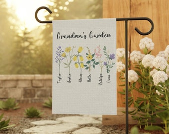 Custom Grandma's Garden , Grandma's Garden Garden & House Banner, Gift for Grandmother, Mother's Day Gift for Grandma, Grandma's Garden Flag