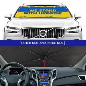 We Stand with Ukraine Car Sunshade – Show Your Support with the Ukrainian Flag – UV Protection & Patriotic Design