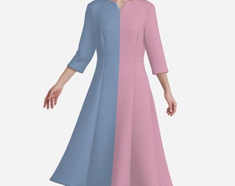 Gender Reveal Maxi Dress  Pink Blue Colorblock Maternity Baby Shower Outfit  - Etsy