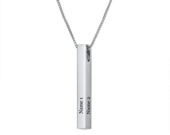 Personalized 3D Pillar Name Necklace | Custom Engraved Pendant