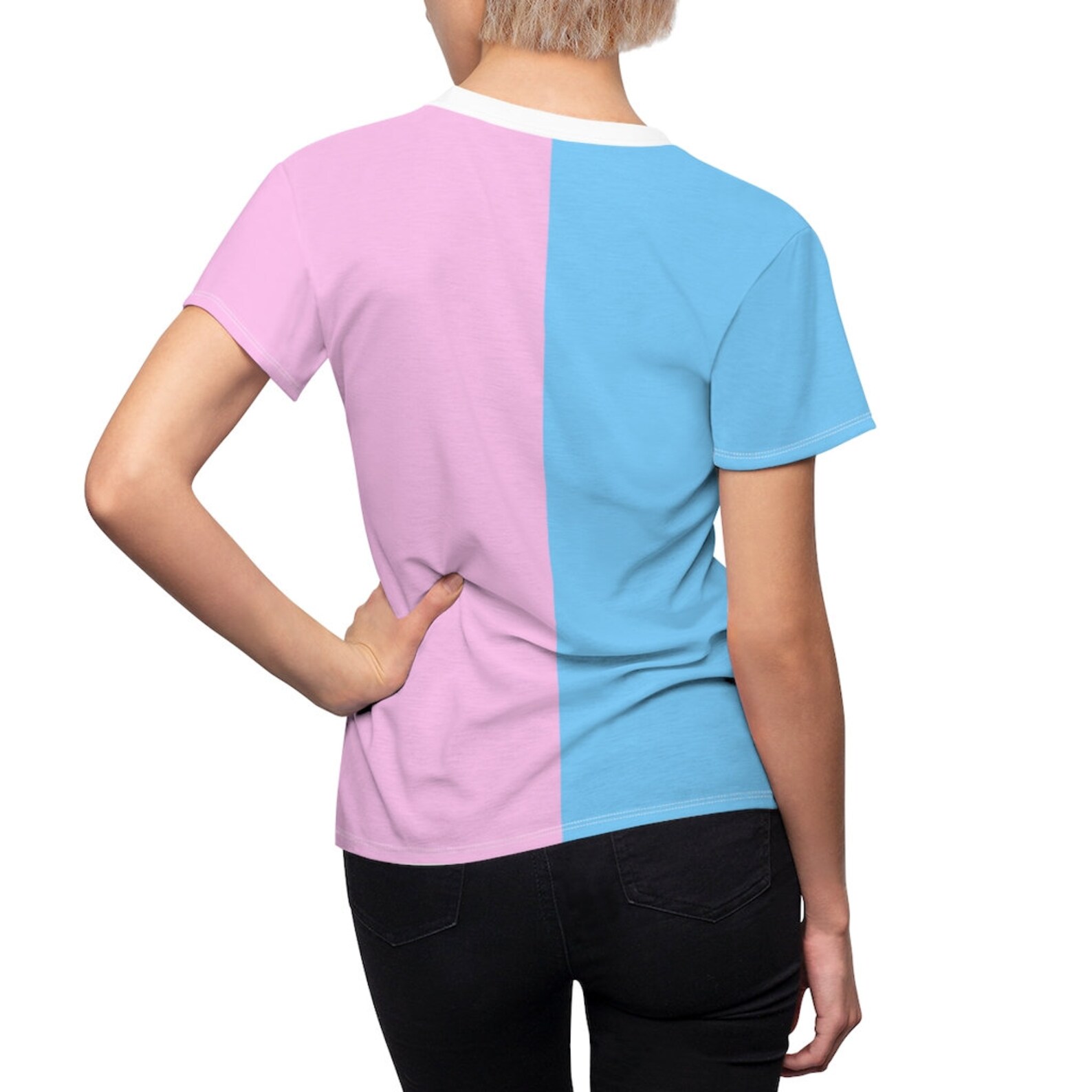 Pink and Blue Half and Half Tee Shirt women's AOP Cut & Etsy