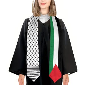 Palästina-Flagge & Kuffiyeh-Abschluss-Stola - Palästinenser - Doppelseitig bedruckte, leichte Abschluss-Stola (V-Form)| Polyestergarn