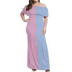 maternity pink and blue dress PinkBlush Light Blue Floral Off Shoulder Maternity Maxi Dress main image 1