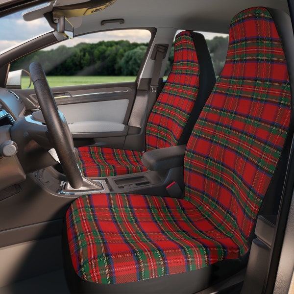 Car Seat Covers Red Plaid Design,Polyester Car Seat Covers