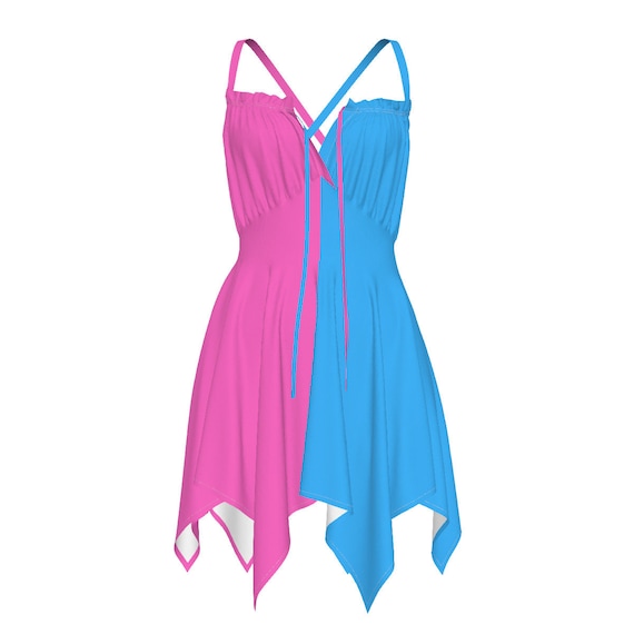 Half pink half blue maternity newest dress - Official Online Store