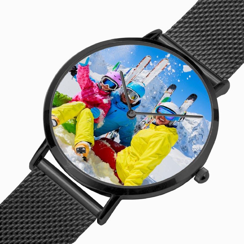 Personalized Ultra Thin Stainless Steel Watch, Custom Photo Timepiece image 3