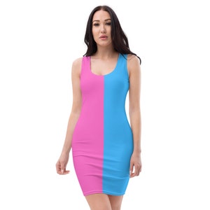 Half pink half blue maternity dress sale