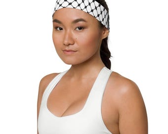 Palestinian Keffiyeh Headband – Traditional Kufiya Pattern Hair Accessory – Arabic Heritage Style – Elegant Unisex Gift