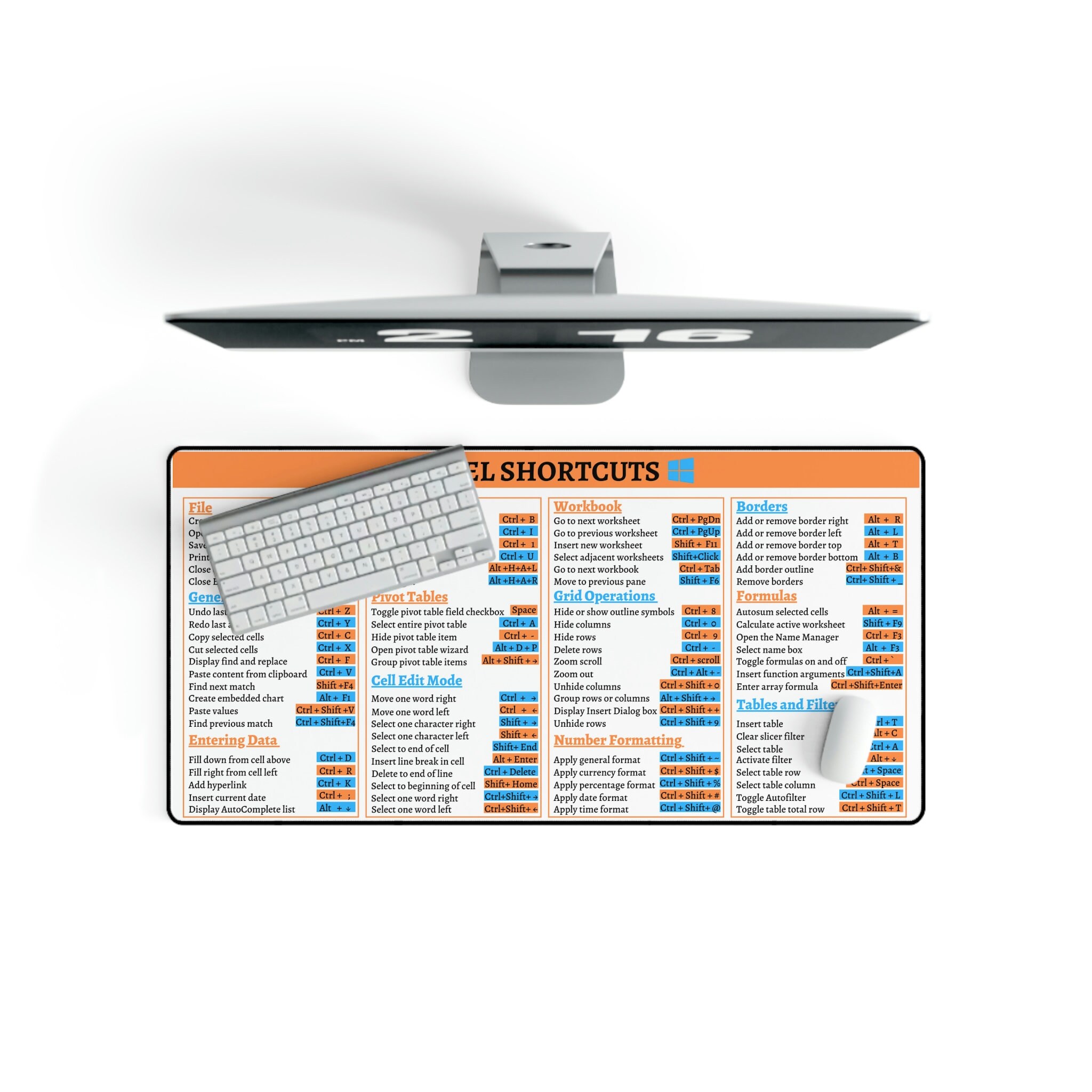 Excel Shortcuts Desk Mats Excel Shortcut Mouse Padexcel Etsy