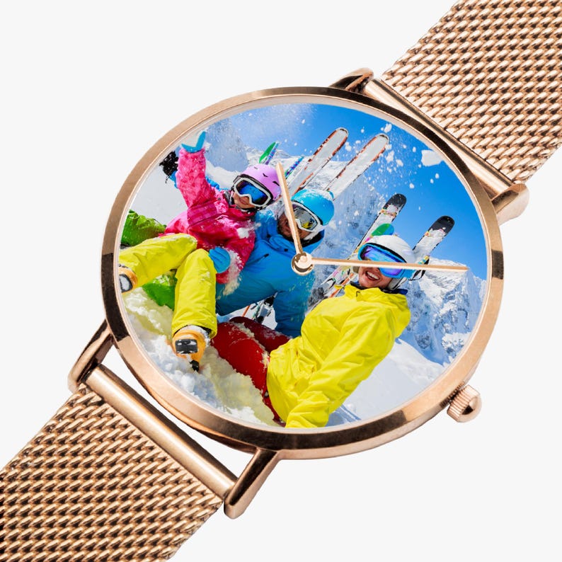 Personalized Ultra Thin Stainless Steel Watch, Custom Photo Timepiece image 6
