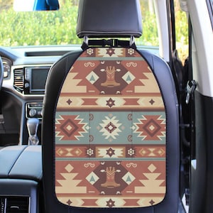 Back Seat Cover – Western Aztec Pattern, Southwestern Boho Tribal Car Protector, Universal Fit for Pets, Kids, and Vehicle Interior Decor