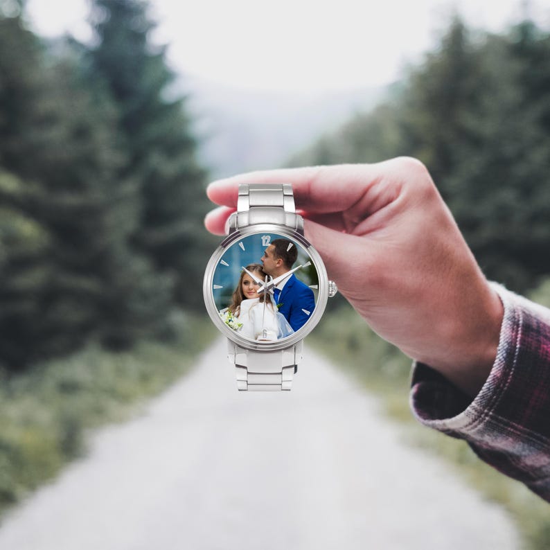 Personalized Photo Automatic Watch, Custom Steel Strap Timepiece with Indicators, Wedding and Anniversary Gift image 10
