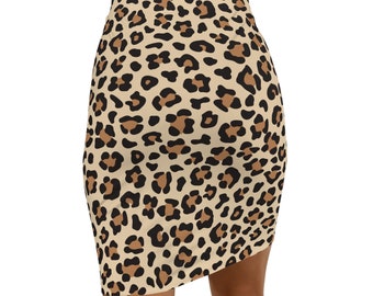Leopard Print Mini Skirt: Women's Stretch Pencil Skirt