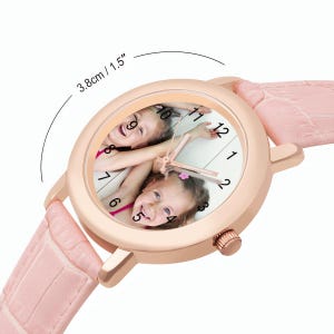 Personalized Women’s Leather Watch with Photo | Custom Picture Wrist Watch Gift for Mom, Wife or Grandma image 2