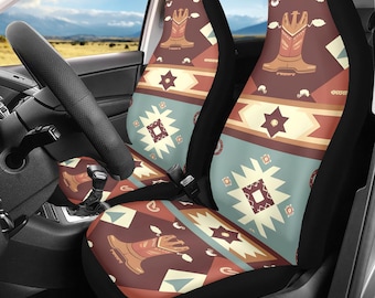 Aztec Car Seat Covers 4Pcs: Microfiber Auto Interior Set