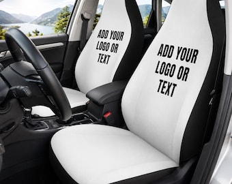 Personalized Car Seat Covers Set of 2, Custom Logo or Text Front Seat Covers, Photo Auto Seat Protectors, Custom Car Accessories Gift