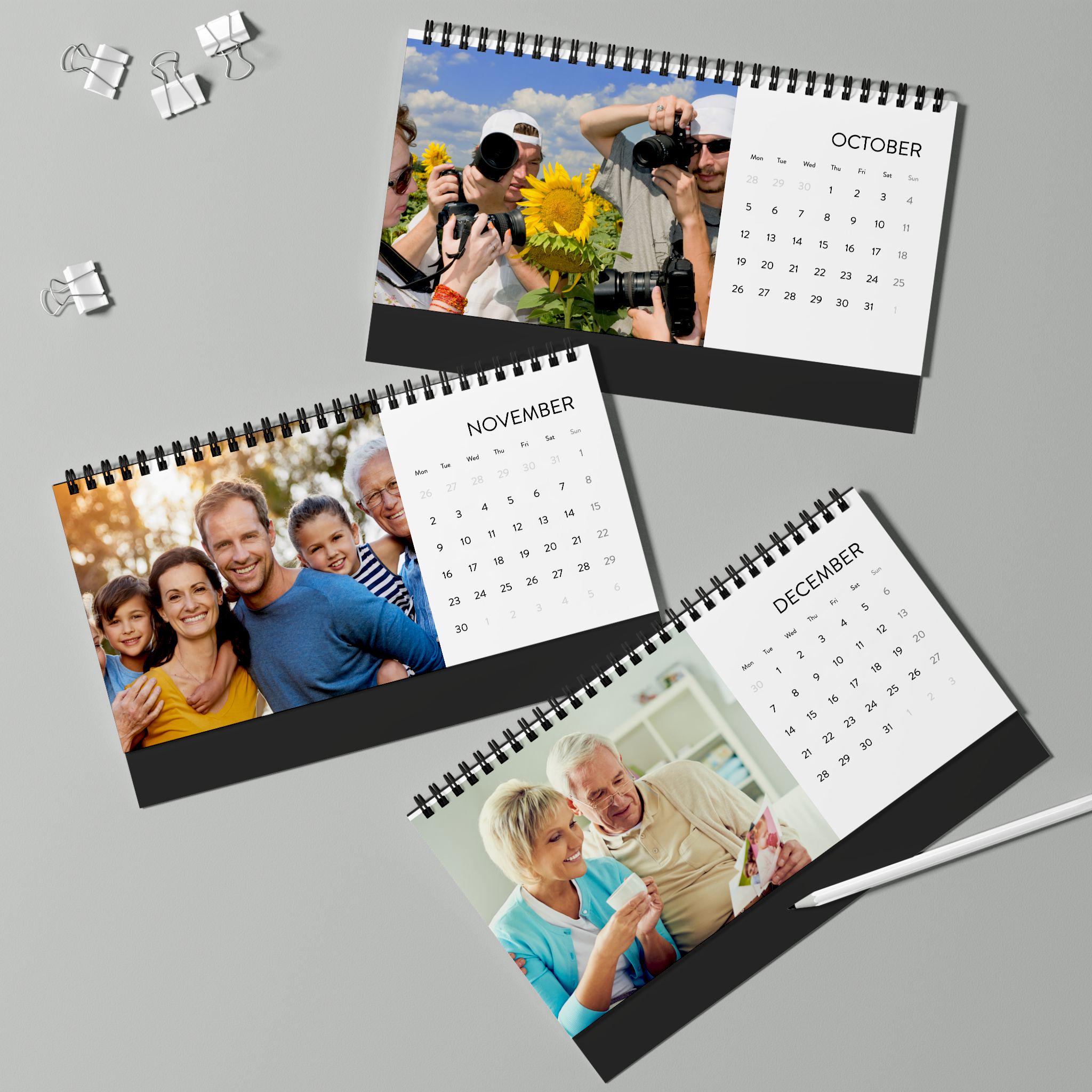 Personalized Photo Collage Desk Calendar 2026 | Custom Simplex Grid ...