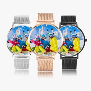 Personalized Ultra Thin Stainless Steel Watch, Custom Photo Timepiece image 1