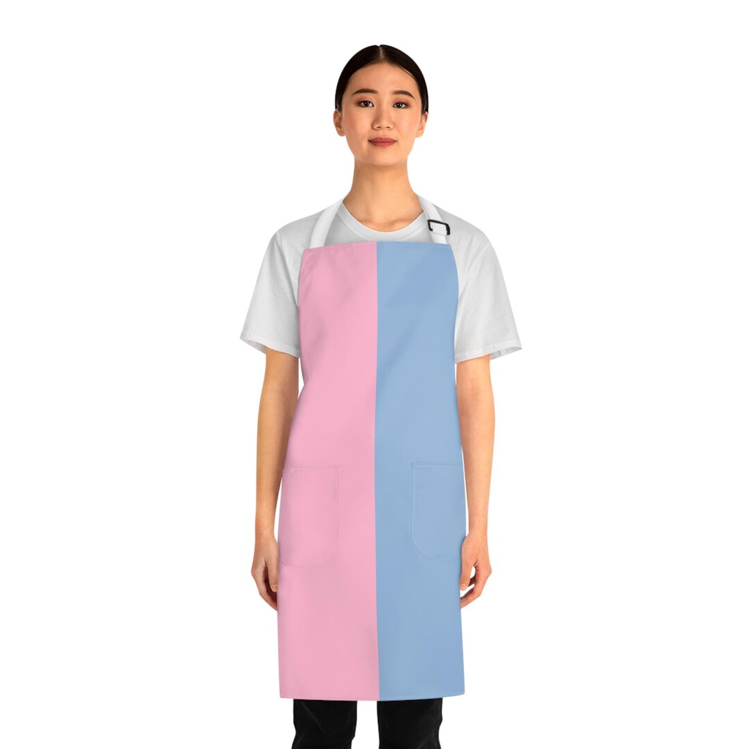 Half Blue Half Pink Apron Colorblock Kitchen Apron With Pockets ...