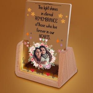 Personalized Photo Night Light Plaque,Mother&#39;s Day Gift,Couple Photo Lamp,Custom Led Night Light,Anniversary Gift for Her Him Family Friends