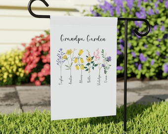 Custom Birth Month Flower Garden Flag: Grandma, Grandpa Gift