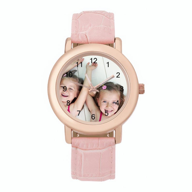 Personalized Women’s Leather Watch with Photo | Custom Picture Wrist Watch Gift for Mom, Wife or Grandma