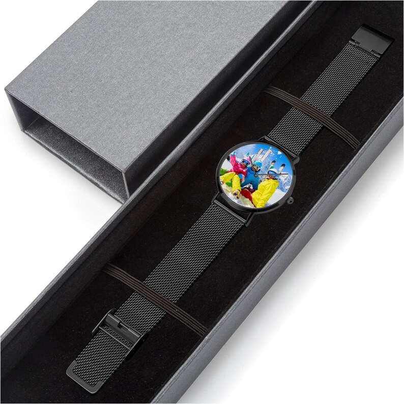 Personalized Ultra Thin Stainless Steel Watch, Custom Photo Timepiece image 9