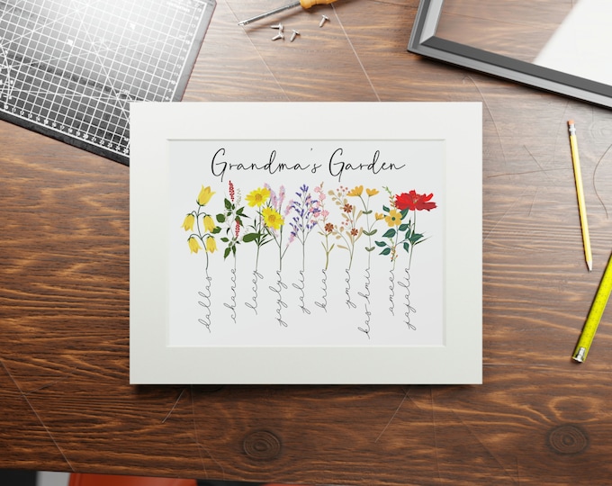 Grandma’s Garden | Custom Family Art Print | Personalized Birth Month Flower | Christmas Gift to Mom Grandma Fine Art Prints