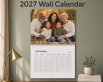 Calendário de Fotos Personalizado 2027 | Calendário de Parede Personalizado para a Família | Presente Exclusivo com Planejamento Mensal | Decoração para Casa e Escritório