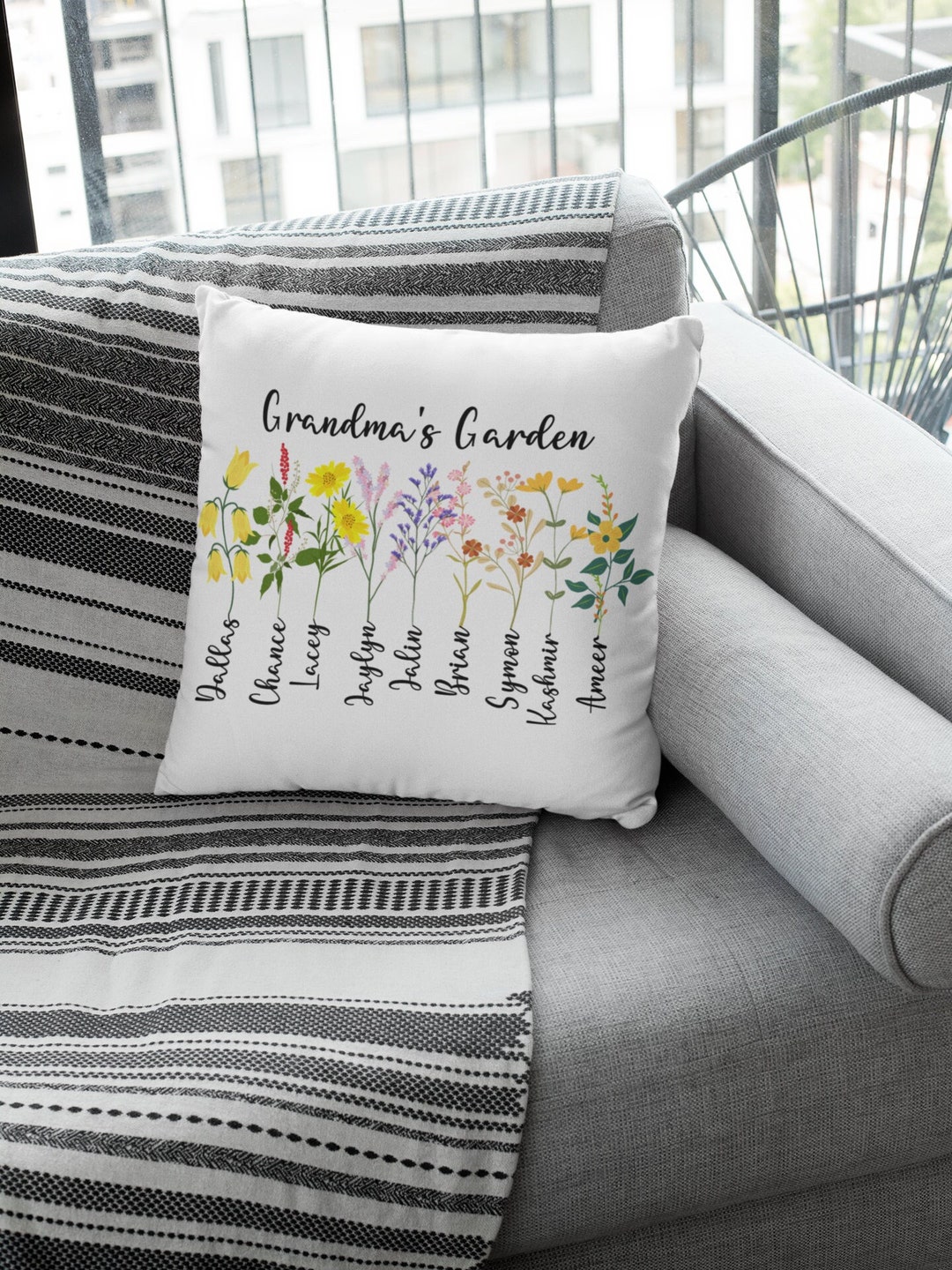 Dessus-de-lit Vintage Fait Main 96"x90" - Motif Jardin Fleuri (grand-mère)