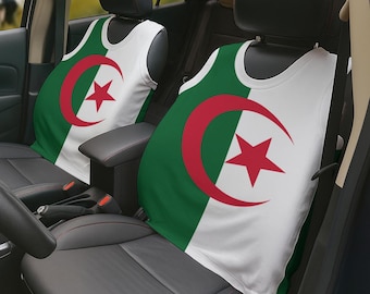Algeria Car Seat Cover T-Shirt Style | Algerian Flag Auto Seat Protector | Universal Fit Car Interior Decor | Gift for Algeria Fans