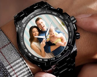 Personalized Photo Watch, Custom Photo Watch, Gifts for Him, Gifts , Mens Watch, Personalized Father's Day Gift, Silver Metal Watch