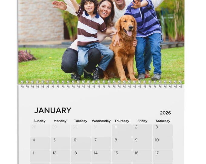 Custom 2026 Photo Calendar | Personalized Wall Calendar for Family | Unique Monthly Planner Gift | Home & Office Picture Decor