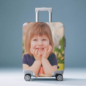 Custom Photo Luggage Cover, Personalized Suitcase Protector, Travel Bag Protective Cover, Washable Elastic Baggage Sleeve