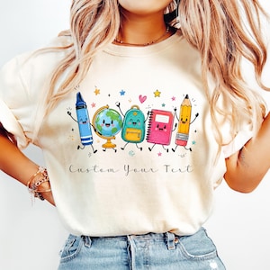 Gepersonaliseerde leraarsshirt, terug naar school T-shirt, kleuterschoolcadeau, leuk T-shirt schoolbenodigdheden