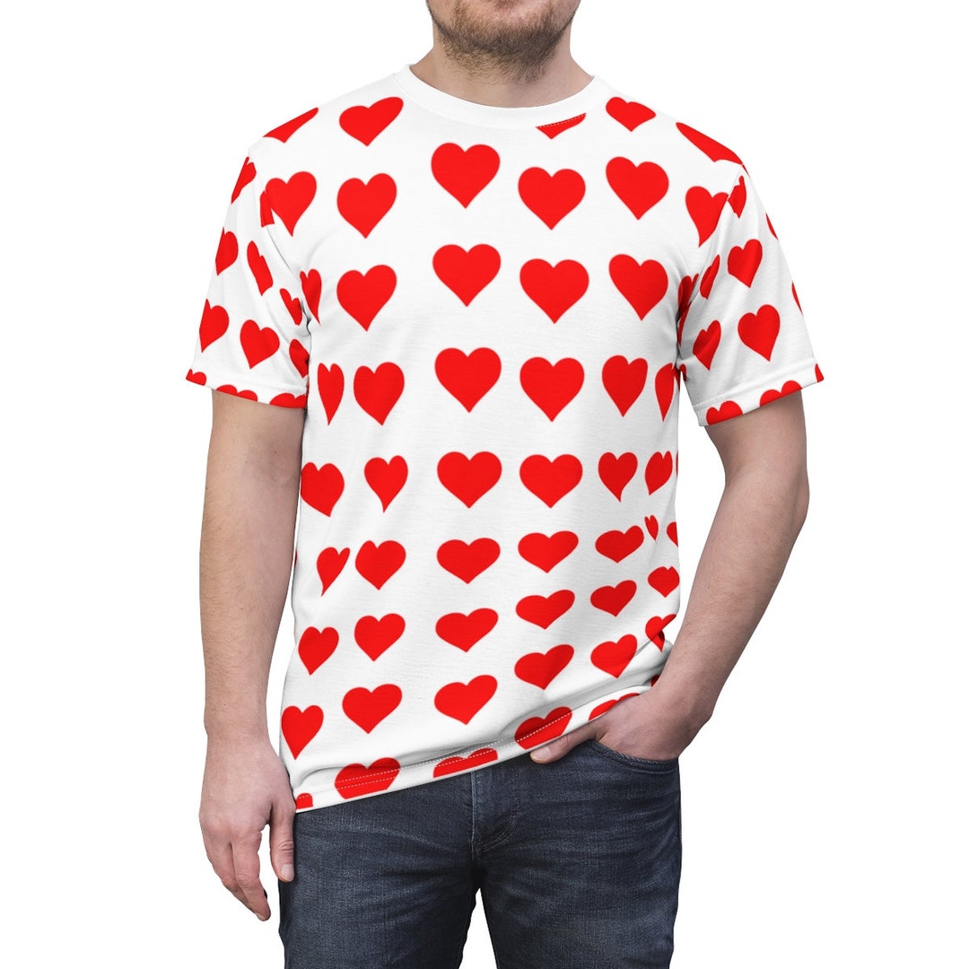 Tシャツ・カットソー (Unisex) Red Heart Print Stud T-Shirt PLAY CDG - Unisex T-Shirt Printed Red Heart X Studs White