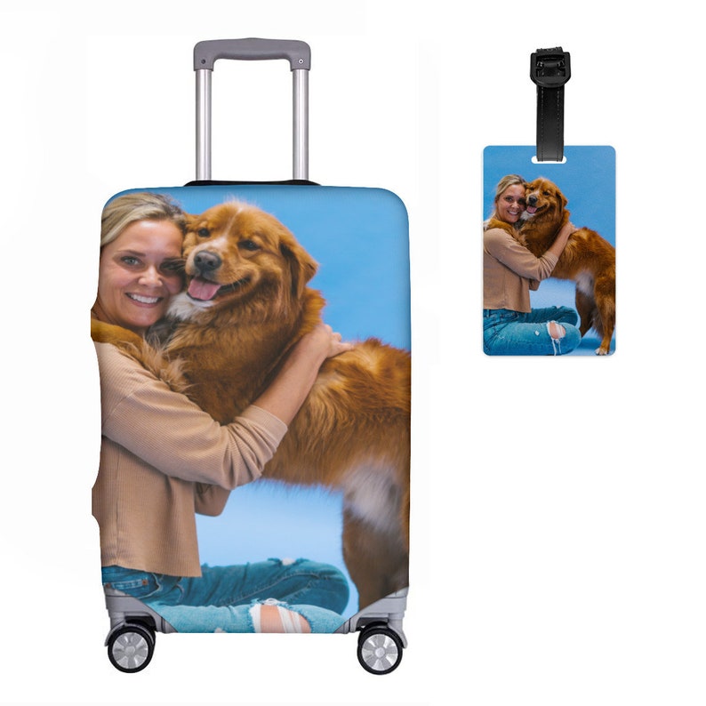 Embellissez vos voyages avec une photo et une étiquette à bagage personnalisée : personnalisez votre valise avec des photos d'animaux de compagnie, un logo et plus encore White3